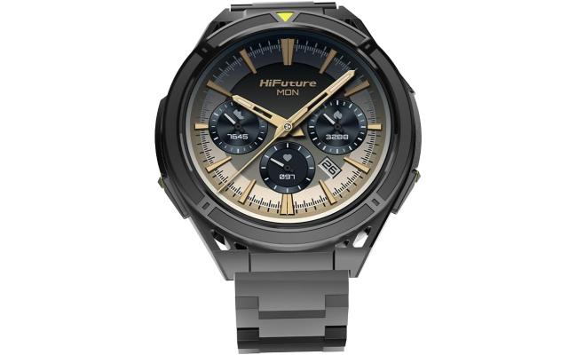 HiFuture ACTIVE Smartwatch with Dual Band GPS, 1.43" AMOLED Display, 7-Day Battery Life, Sleep & Heart Rate Health Tracking, IP68 Waterproof for Men & Women - Black & Yellow
